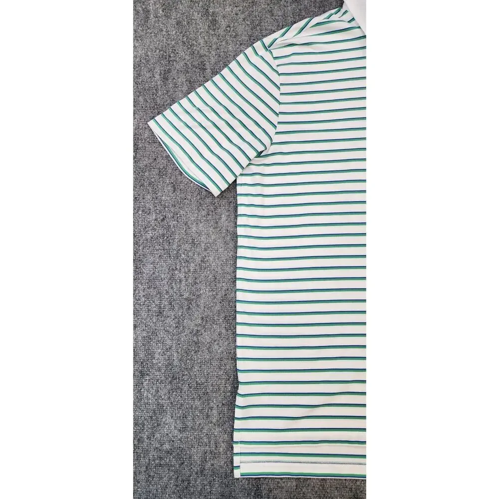 Ralph Lauren Polo Golf Shirt Mens Large White Green Striped Performance Golf